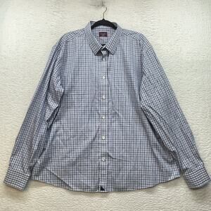 Untuckit Shirt Mens 3XL Blue White Plaid Wrinkle Free Button Down Cotton Casual
